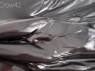 Femboy totally enclosed trapped in a latex vacuum bed from head to toe
