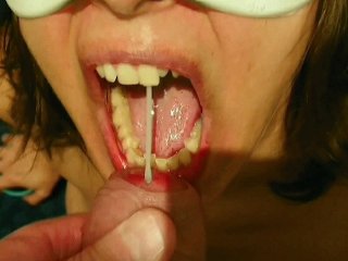 Milf tinder date gagging and swallowing cum after a fuck