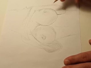 Love Busty Cara Rose And Her Big Tits - Drawing