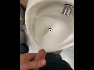 Wanking  in public toilets nearly got caught 