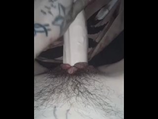 tattooed bitch with big dildo