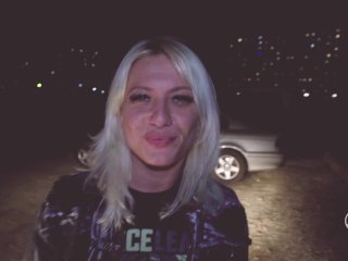 -4K--REAL COUPLE/ OUTDOOR RISKY BLOWJOB IN RESIDENCE PARKING LOT-ADELLA JAY
