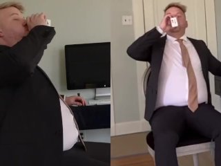 Exploding Office Jock BLIMPS Out of Suit - (Inflation)