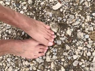 Beautiful feet crunching on rocks ASMR