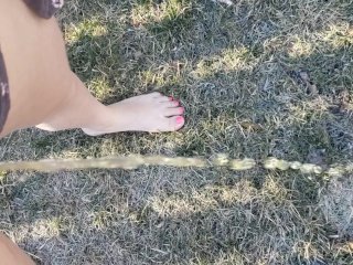 Quick Barefoot Pee Outside 