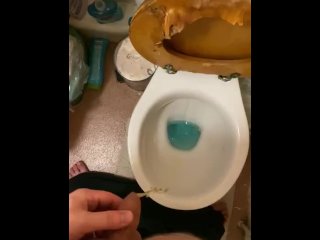 Piss play and wanking my cock