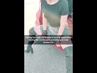 Flashing Commuters in my See Through Shirt and Upskirt to Make Their Day!
