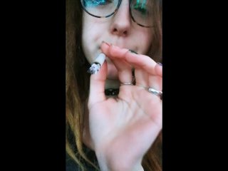 Goth Chick Smoking In Her Friends Minivan