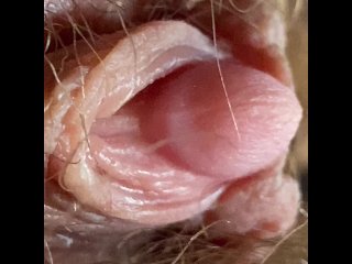 extreme close up on my hairy pussy and huge clitoris 4k video test