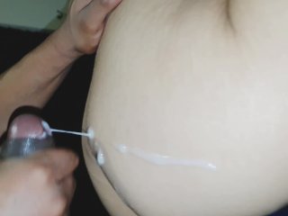 Quickie Almost Becomes A Messy Creampie - massive load on her teen booty