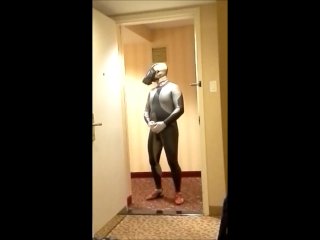 quick cum inside dolphin wetsuit in hotel hall