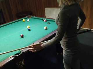 Hard fast anal fuck hot teen girl on pool table. Public sex. 60FPS. 1080.