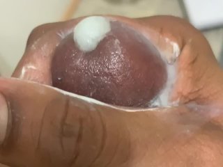 Playing with his  dick couldn’t wait till I got back home huge cumshot