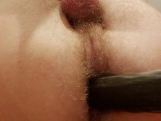 Hairy boy anal dildo