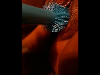 Fat Slut Takes Hairbrush in Her Pussy!
