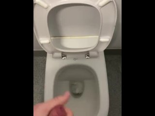 Playing with myself in the public toilets shooting my big Cumshot   