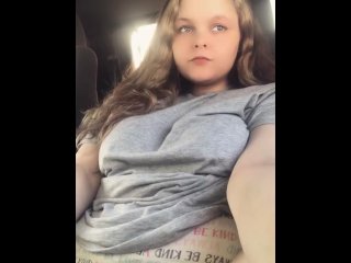 Teen rubbing pussy in car outside store 