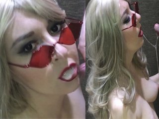 Blonde Sloppy Deepthroat Blowjob Cum in Mouth, Cim
