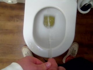 Fat Teen Boy piss in a Public toilet 
