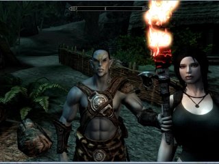 Gentle sex with elf outdoors at home  Playing Skyrim Adult Mods