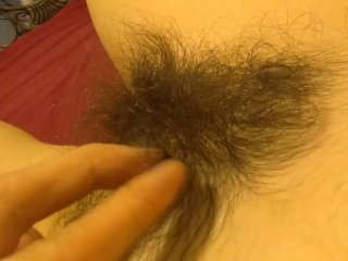  CURLY Mega HAIRY Pussy Pink Clit Clitoris Finger Penetration Giggle