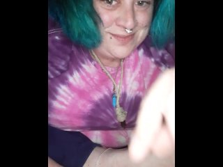 Blue haired bbw worships her stinky feet!