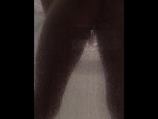 Uncut Latino playing with ass and cock in shower