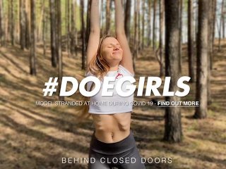DoeGirls - Big Ass Russian Teen Stella Flex Strips And Masturbates Outdoors