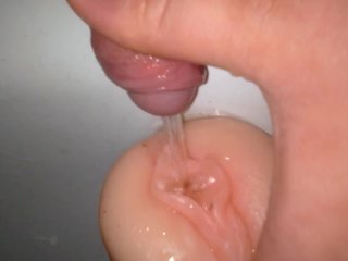 Teen boy piss in a Pocket Pussy