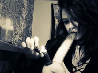 smoking a bong (black & white)