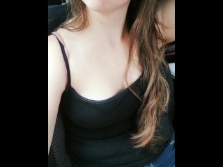 Fingering tight pussy orgasm in parking lot