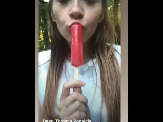 Deep throating a popsicle