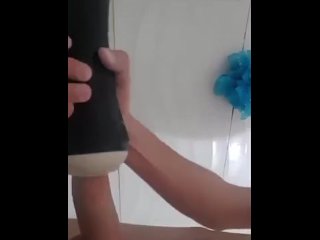 Spray cum after 2 months without cumming all over the bathroom!