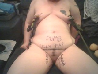 Self Humiliation of a Slut With Body Writing on Tits and Pussy BDSM