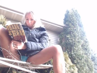 Wetting my panties while reading outside