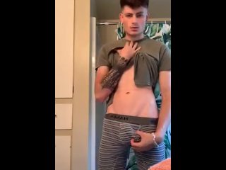 rubbing my soft cock in boxers 