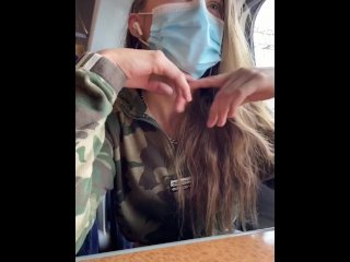 Teen fucks her self on the train 