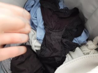 Cum on dirty panties - panty raid from Sis laundry