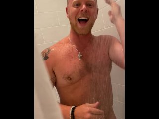 Quick flash of husbands cock in the shower 