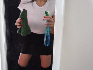 Tik Tok challenge: wipe it down - Big tits teen