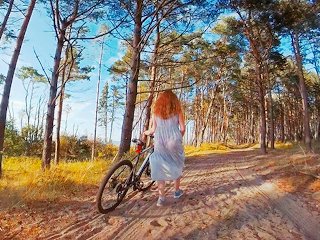 I took my Bike Partner a Scenic Place to Fuck! Ginger Redhead Teen Public Outdoor Cowgirl Cum