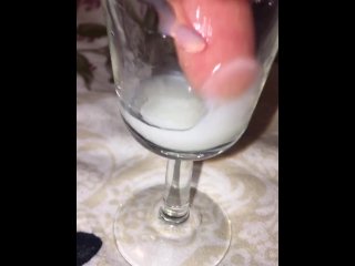 Playing with my cumshot in the glass before I pour it all into my mouth & swallow