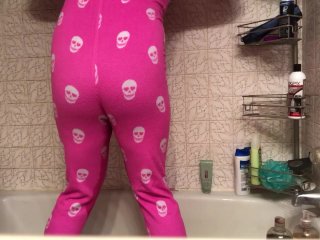 Peeing her pajamas 