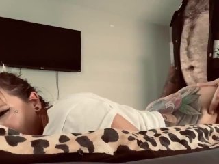 Tattooed punk boy fucks tatted punk girl from behind after she gets her clit pierced 
