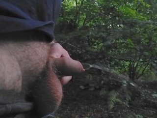 Pissing outdoors in the forest