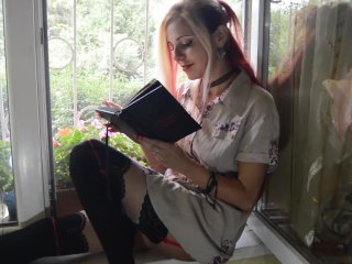 Alice was interrupted by boyfriend from the morning book reading with an wild sex on furniture