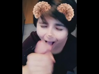 Cutie sucks my cock and takes a cumshot in the face - Snapchat filter 