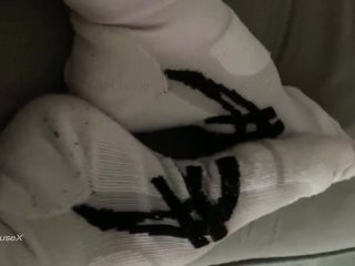 Little Asics White Socks Small Feet Toe Wiggling