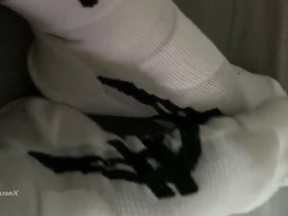 Little Asics White Socks Small Feet Toe Wiggling Preview