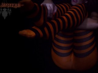 Foot Worship JOI: Halloween Pantyhose Stripes in the Dark - nylons pantyhose worship pantyhose feet